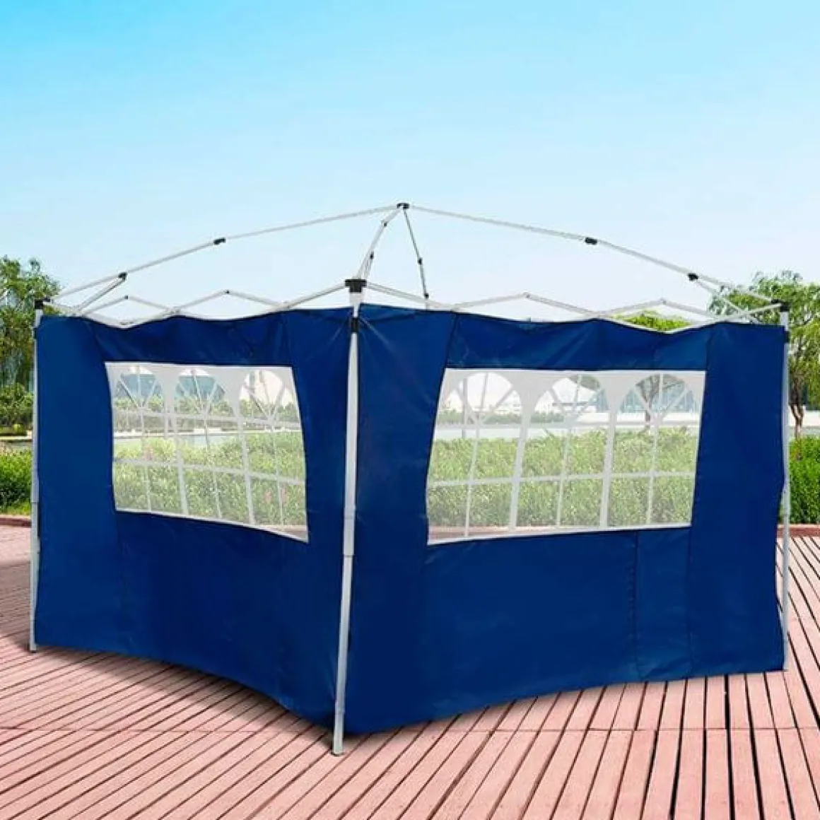 2 paredes laterales para carpa 3x3m tela Oxford azul 300x200m
