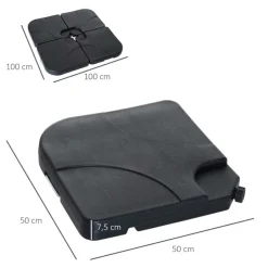 4 soportes rellenables para sombrilla Outsunny negro 7,5x100x100 cm