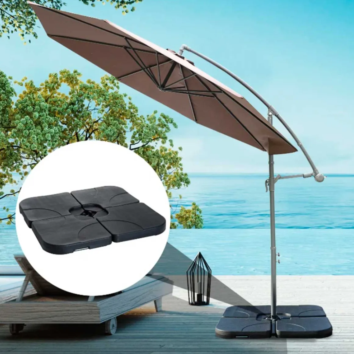 4 soportes rellenables para sombrilla Outsunny negro 7,5x100x100 cm