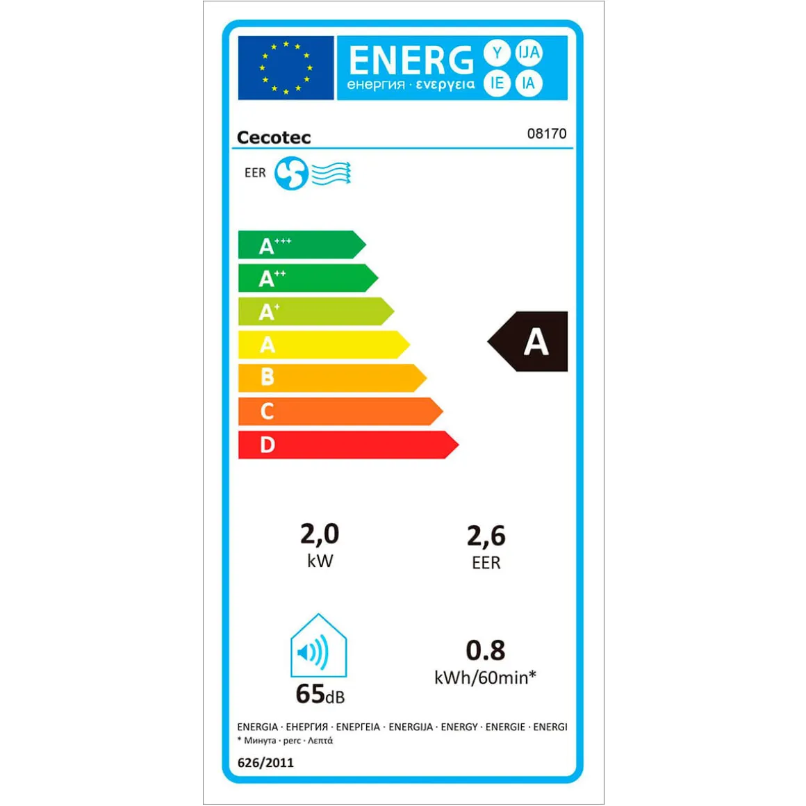 Aire acondicionado portátil Cecotec ForceClima 7100 Soundless 7000BTU 780W 4 modos 2 velocidades A blanco