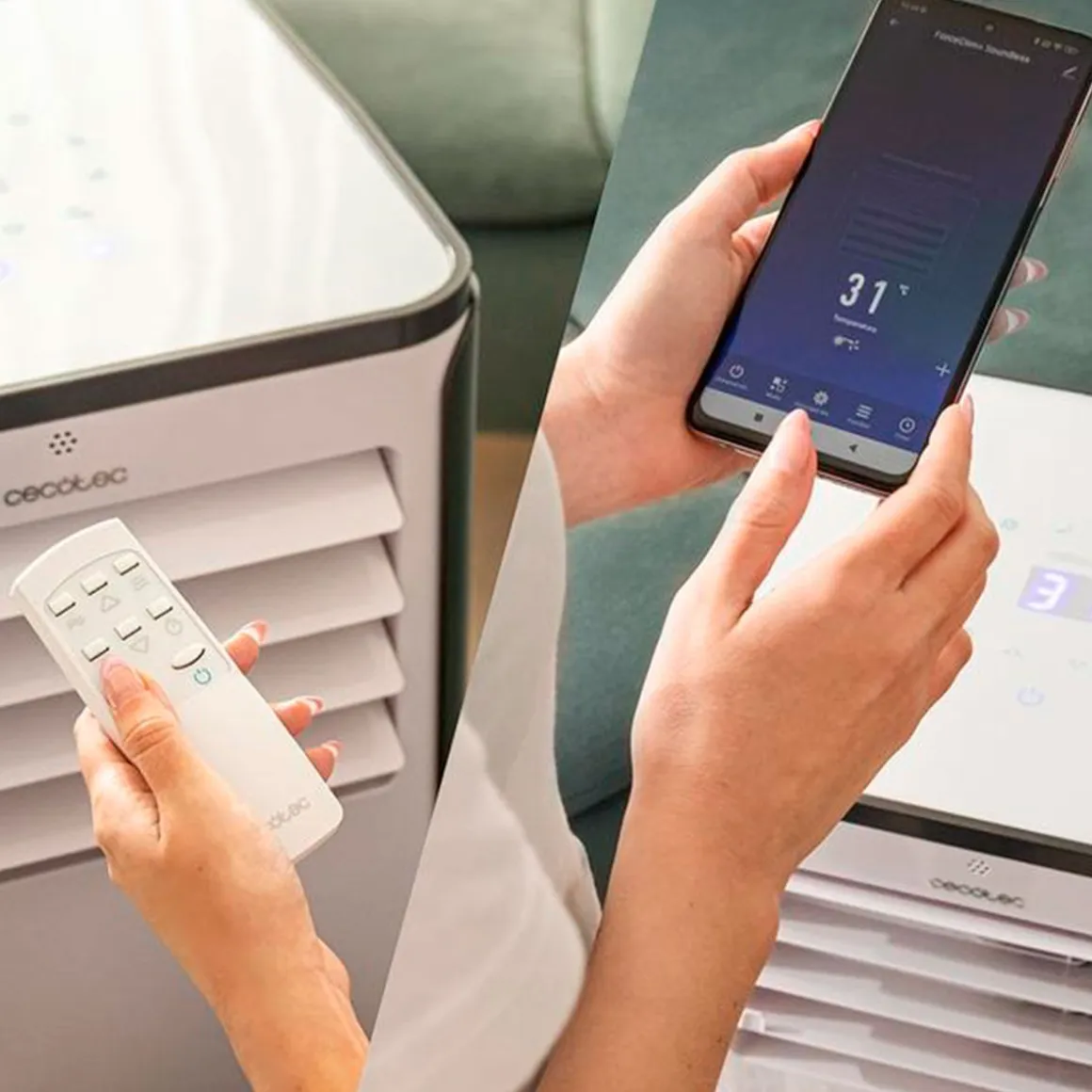 Aire acondicionado portátil Cecotec ForceClima 9500 Soundless Heating Connected con mando + wifi 1010W 9000btu A blanco/inox