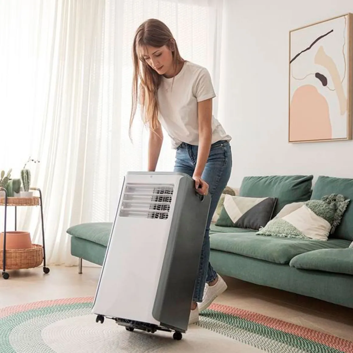 Aire acondicionado portátil Cecotec ForceClima 9400 Soundless Heating con mando 1010W 9000btu A blanco/inox