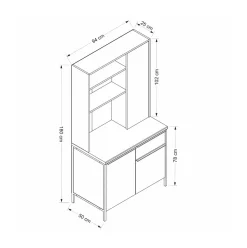 Alacena Andy 3 puertas + cajón natural/gris 180x94x50 cm
