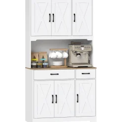 Alacena Bambora Homcom 6 puertas con encimera blanco 175,2x94x39,5 cm