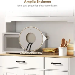 Alacena Bambora Homcom 6 puertas con encimera blanco 175,2x94x39,5 cm