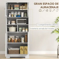 Alacena Everest Homcom con puertas de cristal blanco 145,5x30x60 cm