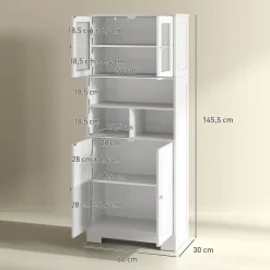 Alacena Everest Homcom con puertas de cristal blanco 145,5x30x60 cm