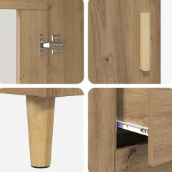 Alacena Mallorca 3 puertas + 3 cajones roble 180x69,5x34 cm