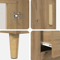 Alacena Manila 4 puertas + 2 cajones roble 180x69,5x34 cm