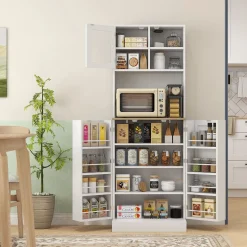 Alacena Sully Homcom 3 puertas blanco/natural 169x60x35 cm