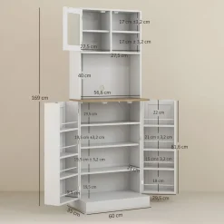 Alacena Sully Homcom 3 puertas blanco/natural 169x60x35 cm