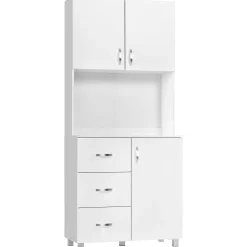 Alacena Toja Homcom 3 cajones + 2 armarios blanco 183,5x80x39,5 cm