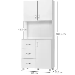 Alacena Toja Homcom 3 cajones + 2 armarios blanco 183,5x80x39,5 cm