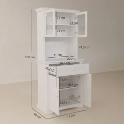 Alacena Valdena Homcom 1 cajón + 4 puertas blanco 180x79x40 cm