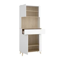 Alacena Wok 4 puertas con cajón blanco/natural 190,6x60x40 cm