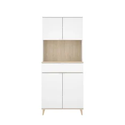 Alacena Wok 4 puertas con cajón blanco/natural 190,6x60x40 cm