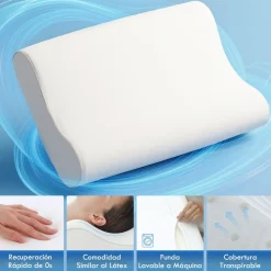 Almohada cervical Homcom viscoelástica doble altura blanco 70 cm