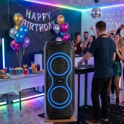Altavoz portátil Sytech Zamba Flow 90W 290 Bluetooth V5.3 con micrófono y mando negro