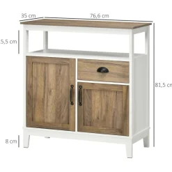 Aparador Air Homcom 2 armarios + cajón blanco/marrón 81,5x76,6x35 cm