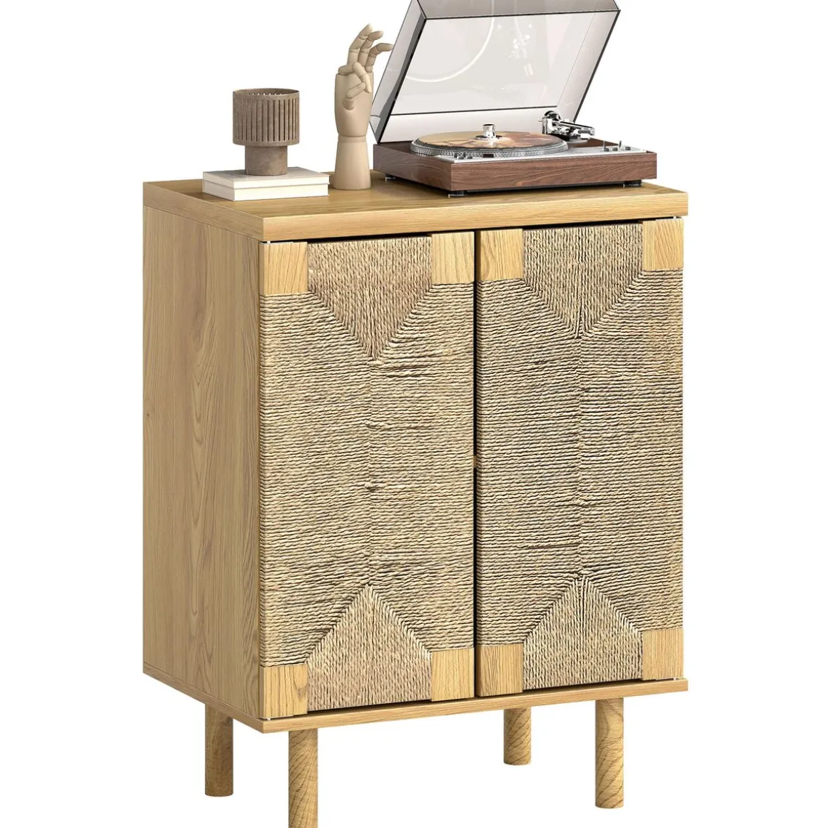 Aparador Akira Homcom 2 puertas natural 78x60x40 cm