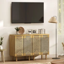 Aparador Akira Homcom 2 puertas natural 78x60x40 cm