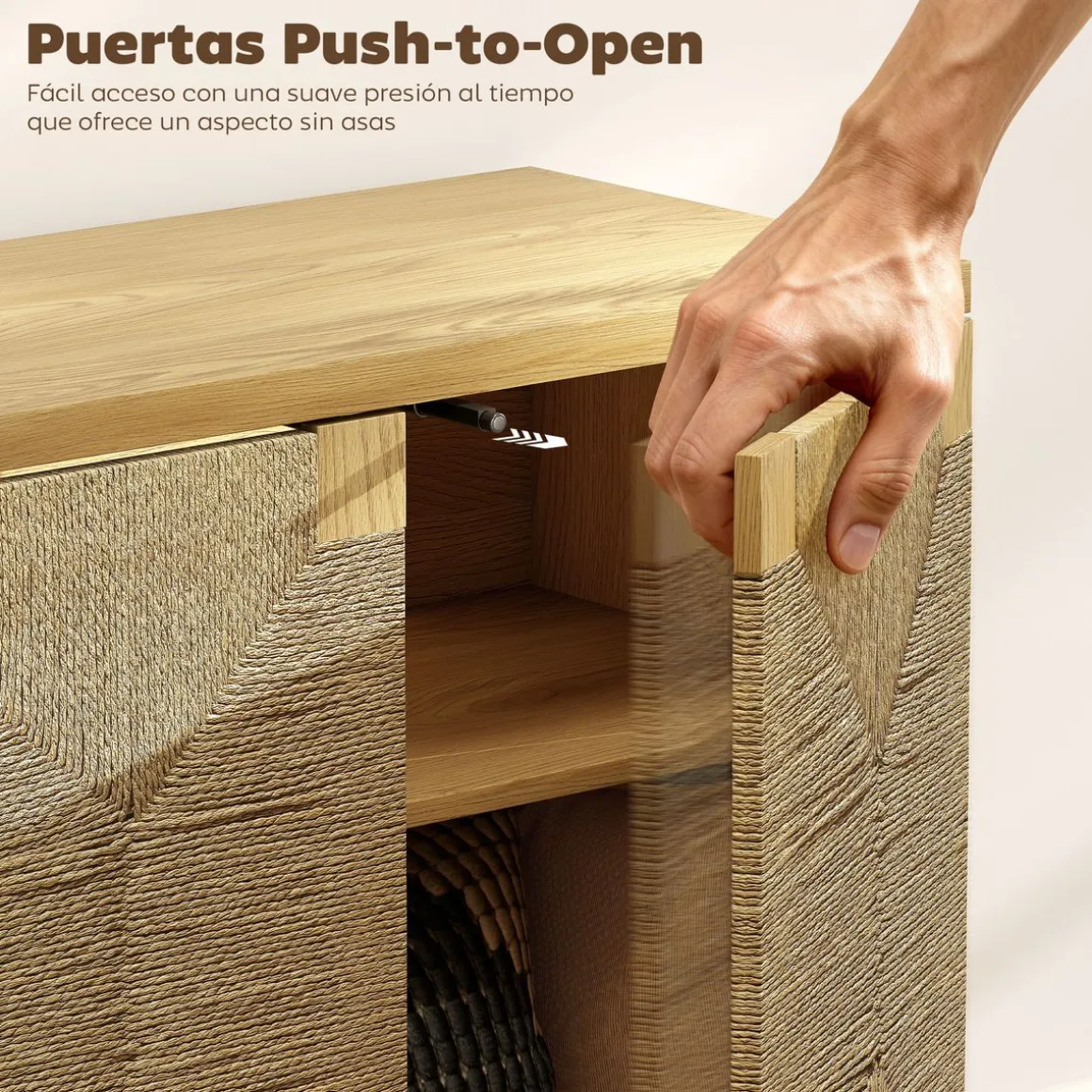 Aparador Akira Homcom 2 puertas natural 78x60x40 cm