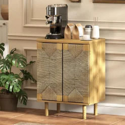 Aparador Akira Homcom 2 puertas natural 78x60x40 cm