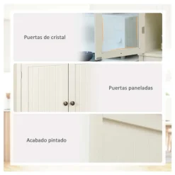 Aparador alto Homcom crema 182,5x76x40 cm