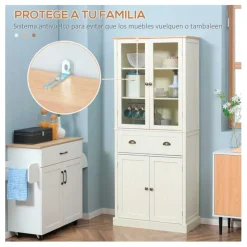 Aparador alto Homcom crema 182,5x76x40 cm