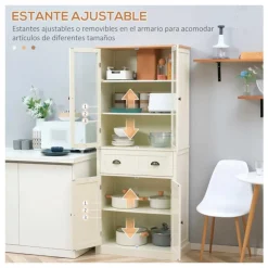 Aparador alto Homcom crema 182,5x76x40 cm