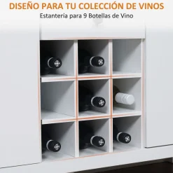 Aparador Amareto Homcom 2 puertas con 2 cajones y botellero blanco 75x110x35 cm