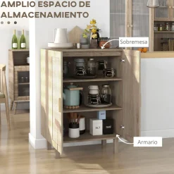 Aparador Babel Homcom 2 puertas con estantes ajustables natural 102x73x41 cm