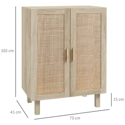 Aparador Babel Homcom 2 puertas con estantes ajustables natural 102x73x41 cm
