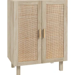 Aparador Babel Homcom 2 puertas con estantes ajustables natural 102x73x41 cm