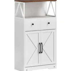 Aparador Barnet Homcom 2 cajones + 4 estantes blanco 108x60x31cm