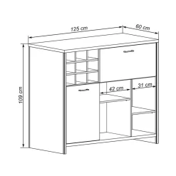 Aparador buffet Europa roble/grafito 109x125x60 cm