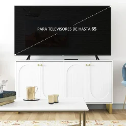 Aparador Caramba Homcom 4 puertas blanco/dorado 77,5x140,8x35 cm
