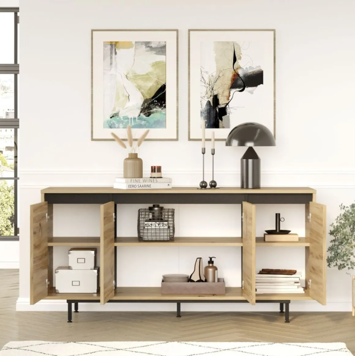Aparador Chape 4 puertas natural 75x160x44,5 cm