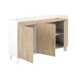 Aparador Charles 3 puertas blanco/roble 87,1x140x40 cm