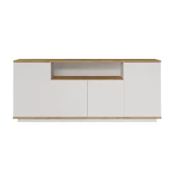 Aparador Cigarra 4 puertas + compartimento blanco/natural 75x180x44,5 cm