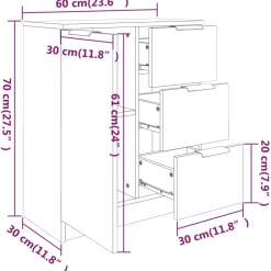 Aparador Claudia 1 puerta + 3 cajones gris 70x60x30 cm