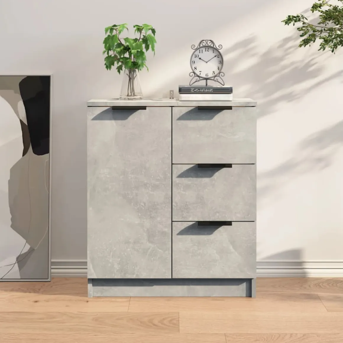Aparador Claudia 1 puerta + 3 cajones gris 70x60x30 cm