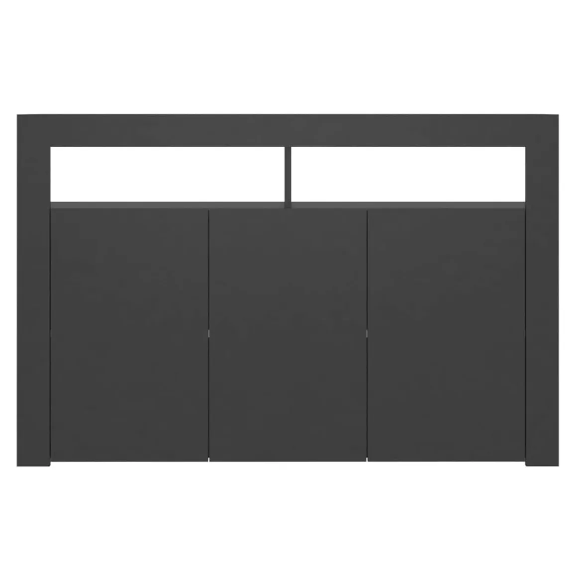 Aparador con luces LED 3 armarios 2 estantes abiertos negro 75x115,5x30 cm