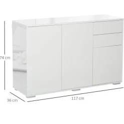 Aparador Conil Homcom 3 puertas + 2 cajones blanco 74x117x36 cm