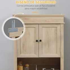 Aparador Crayke Homcom 4 puertas + cajón + estante roble 183x74x39,5 cm