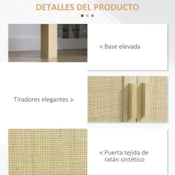 Aparador Daiki Homcom 3 puertas natural 70x136x41 cm