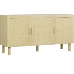 Aparador Daiki Homcom 3 puertas natural 70x136x41 cm