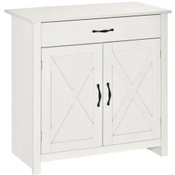 Aparador Danburita Homcom 1 cajón + armario blanco 80x80x39,7 cm