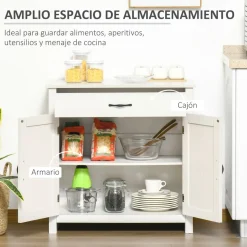 Aparador Danburita Homcom 1 cajón + armario blanco 80x80x39,7 cm