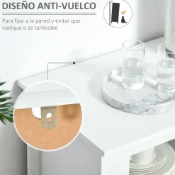 Aparador de cocina Lilia Homcom 2 puertas + 4 cajones blanco 85x136x45 cm